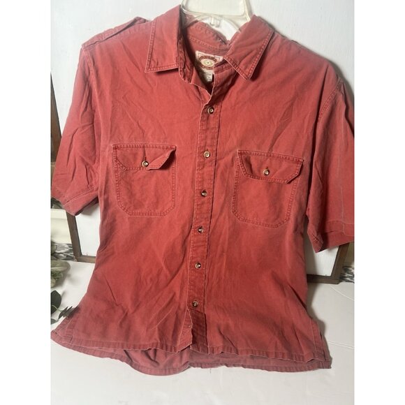 Vintage Banana Republic Red Pink Safari Pocket Button Shirt M British Hong Kong - Picture 1 of 8
